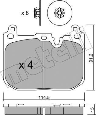 Metelli 22-1015-0 - Тормозные колодки, дисковые, комплект avtokuzovplus.com.ua