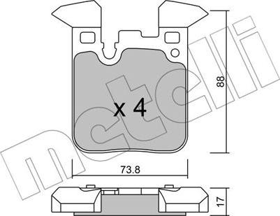 Metelli 22-1016-0 - Тормозные колодки, дисковые, комплект avtokuzovplus.com.ua