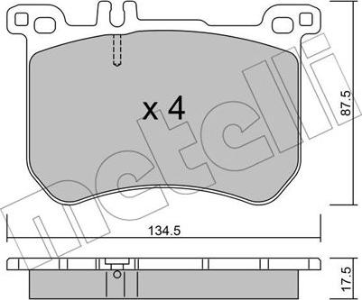 Metelli 22-1021-0 - Гальмівні колодки, дискові гальма autocars.com.ua