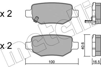 Metelli 22-1050-0 - Гальмівні колодки, дискові гальма autocars.com.ua