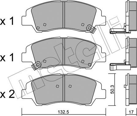 Metelli 22-1091-0 - Гальмівні колодки, дискові гальма autocars.com.ua