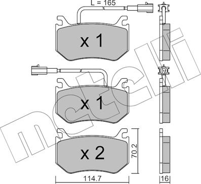 Metelli 22-1102-0 - Гальмівні колодки, дискові гальма autocars.com.ua