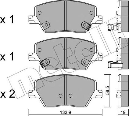 Metelli 22-1103-0 - Гальмівні колодки, дискові гальма autocars.com.ua