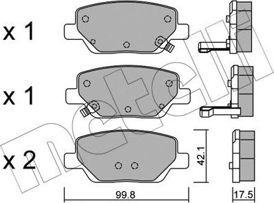 Metelli 22-1104-0 - Гальмівні колодки, дискові гальма autocars.com.ua