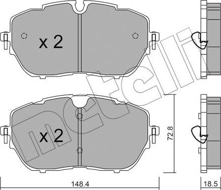 Metelli 22-1105-0 - Тормозные колодки, дисковые, комплект avtokuzovplus.com.ua