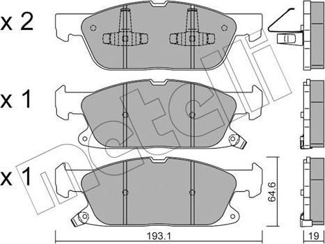 Metelli 22-1117-0 - Гальмівні колодки, дискові гальма autocars.com.ua