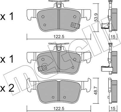 Metelli 22-1131-0 - Гальмівні колодки, дискові гальма autocars.com.ua