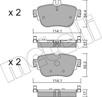 Metelli 22-1136-0 - Гальмівні колодки, дискові гальма autocars.com.ua