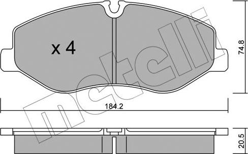 Metelli 22-1139-0 - Тормозные колодки, дисковые, комплект avtokuzovplus.com.ua