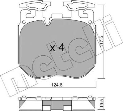 Metelli 22-1147-0 - Тормозные колодки, дисковые, комплект avtokuzovplus.com.ua