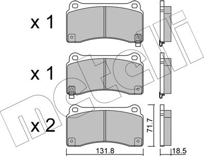 Metelli 22-1157-0 - Гальмівні колодки, дискові гальма autocars.com.ua