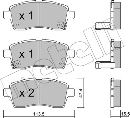 Metelli 22-1162-0 - Тормозные колодки, дисковые, комплект autodnr.net