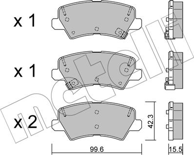 Metelli 22-1166-0 - Гальмівні колодки, дискові гальма autocars.com.ua