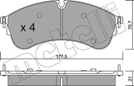 Metelli 22-1174-0 - Комплект гальмівних колодок дискових autocars.com.ua