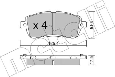 Metelli 22-1185-0 - Тормозные колодки, дисковые, комплект avtokuzovplus.com.ua