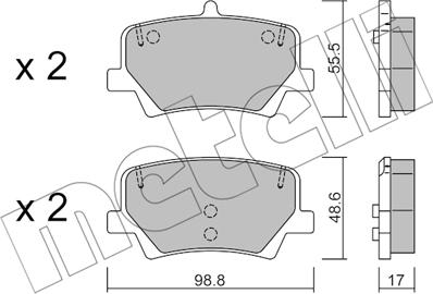 Metelli 22-1187-0 - Гальмівні колодки, дискові гальма autocars.com.ua