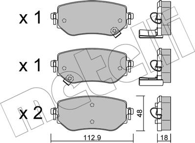 Metelli 22-1192-0 - Гальмівні колодки, дискові гальма autocars.com.ua