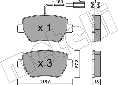 Metelli 22-1204-0 - Гальмівні колодки, дискові гальма autocars.com.ua