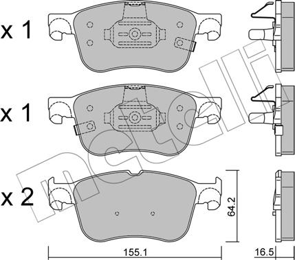 Metelli 22-1205-0 - Гальмівні колодки, дискові гальма autocars.com.ua