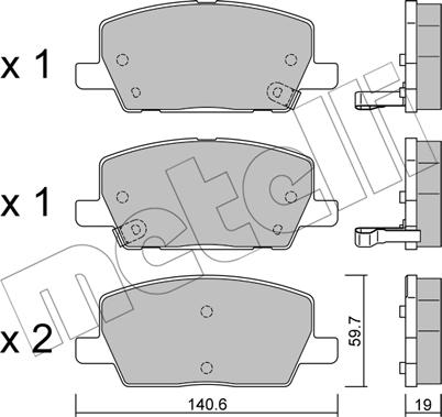 Metelli 22-1212-0 - Гальмівні колодки, дискові гальма autocars.com.ua