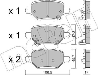 Metelli 22-1213-0 - Гальмівні колодки, дискові гальма autocars.com.ua