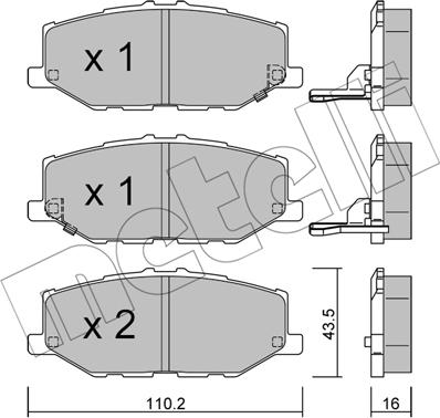 Metelli 22-1215-0 - Гальмівні колодки, дискові гальма autocars.com.ua