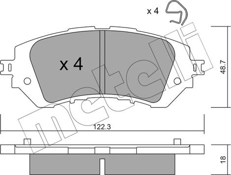 Metelli 22-1219-0 - Гальмівні колодки, дискові гальма autocars.com.ua