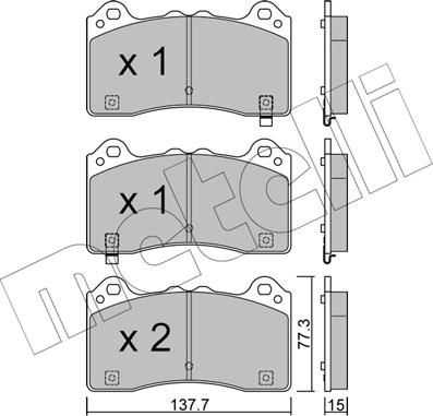 Metelli 22-1220-0 - Тормозные колодки, дисковые, комплект avtokuzovplus.com.ua