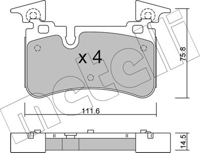 Metelli 22-1223-0 - Тормозные колодки, дисковые, комплект avtokuzovplus.com.ua