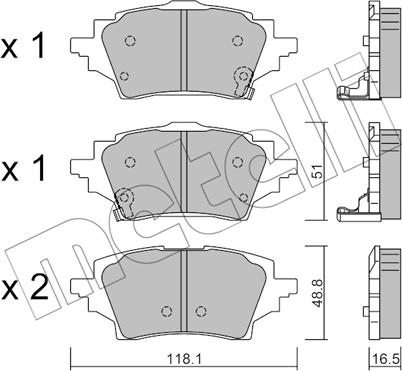 Metelli 22-1228-0 - Гальмівні колодки, дискові гальма autocars.com.ua