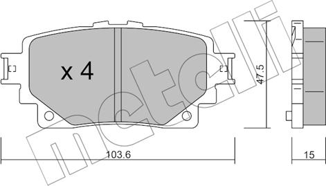 Metelli 22-1229-0 - Гальмівні колодки, дискові гальма autocars.com.ua