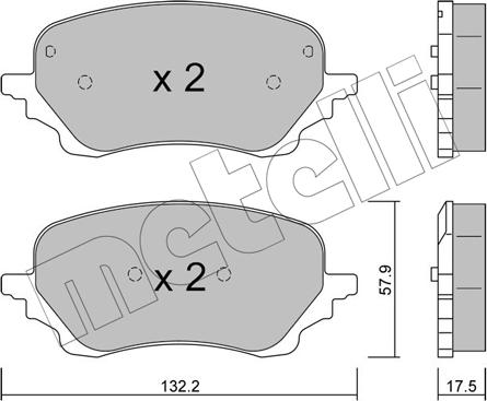 Metelli 22-1247-0 - Тормозные колодки, дисковые, комплект avtokuzovplus.com.ua