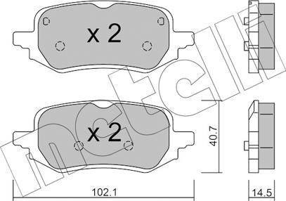 Metelli 22-1248-0 - Гальмівні колодки, дискові гальма autocars.com.ua