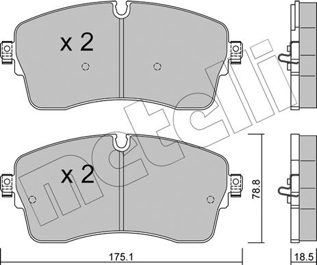 Metelli 22-1250-1 - Гальмівні колодки, дискові гальма autocars.com.ua