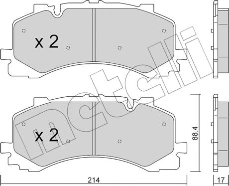 Metelli 22-1252-0 - Гальмівні колодки, дискові гальма autocars.com.ua