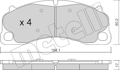 Metelli 22-1256-0 - Гальмівні колодки, дискові гальма autocars.com.ua