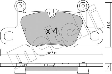 Metelli 22-1258-1 - Тормозные колодки, дисковые, комплект autodnr.net