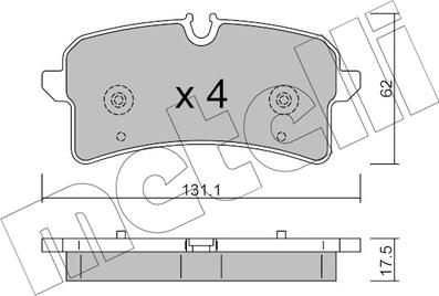 Metelli 22-1261-0 - Гальмівні колодки, дискові гальма autocars.com.ua