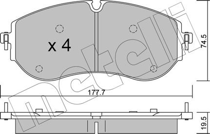 Metelli 22-1262-0 - Тормозные колодки, дисковые, комплект avtokuzovplus.com.ua