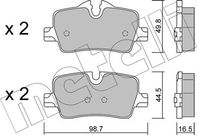 Metelli 22-1264-0 - Гальмівні колодки, дискові гальма autocars.com.ua