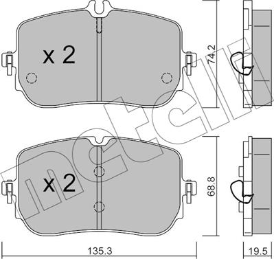 Metelli 22-1268-0 - Гальмівні колодки, дискові гальма autocars.com.ua