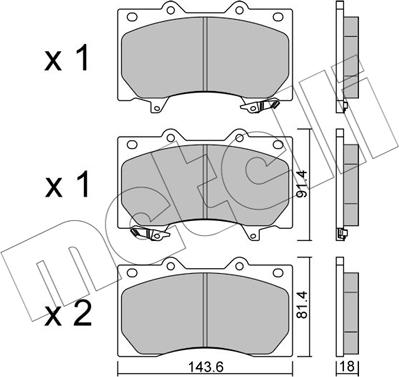 Metelli 22-1279-0 - Гальмівні колодки, дискові гальма autocars.com.ua