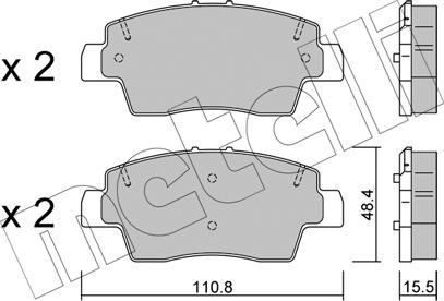 Metelli 22-1285-0 - Гальмівні колодки, дискові гальма autocars.com.ua