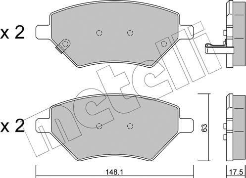 Metelli 22-1286-0 - Гальмівні колодки, дискові гальма autocars.com.ua