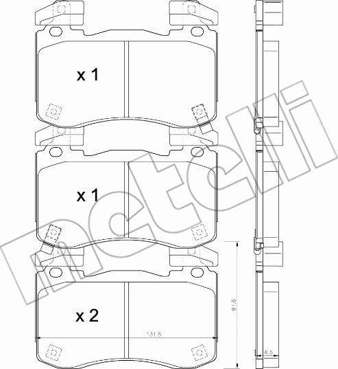 Metelli 22-1306-0 - Гальмівні колодки, дискові гальма autocars.com.ua