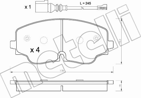 Metelli 22-1316-0 - Гальмівні колодки, дискові гальма autocars.com.ua