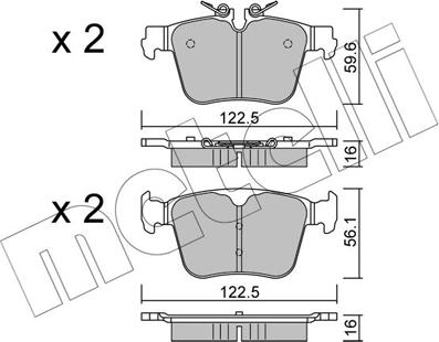 Metelli 22-1329-0 - Тормозные колодки, дисковые, комплект avtokuzovplus.com.ua