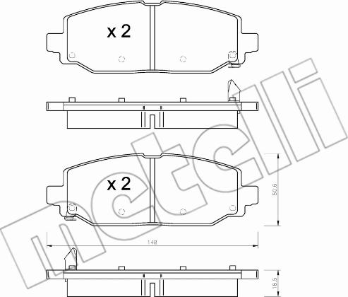 Metelli 22-1335-0 - Гальмівні колодки, дискові гальма autocars.com.ua