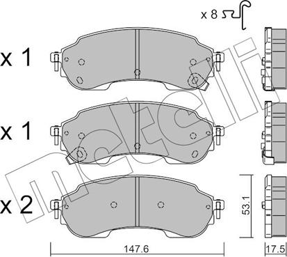 Metelli 22-1375-0 - Гальмівні колодки, дискові гальма autocars.com.ua