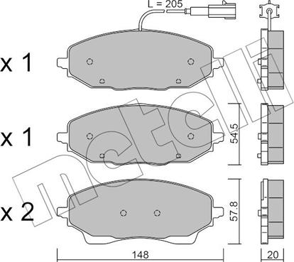 Metelli 22-1378-0 - Тормозные колодки, дисковые, комплект avtokuzovplus.com.ua